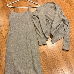 Wool slip dress with matching cardigan